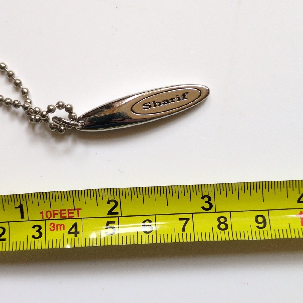 Sharif Purse Hangtag Fob Silver Tone Metal Oval Logo Charm - Picture 5 of 5